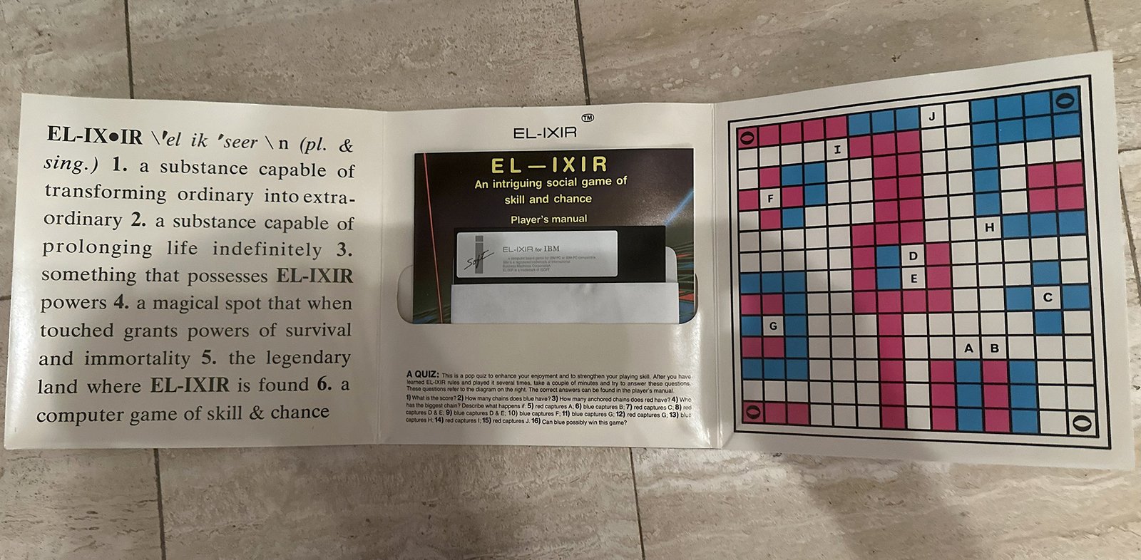 Original Elixir game manual and board